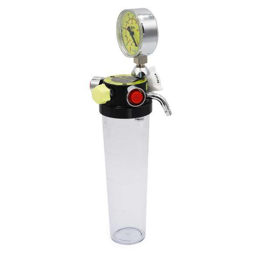 Comweld Twin-O-Vac portable suction device with dual scale kPa mmHg vacuum gauge yellow control head and 400ml graduated collection jar