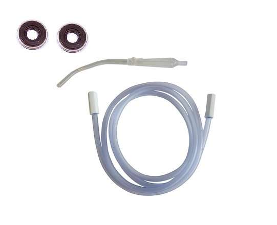 Oxy-Viva 3 suction accessories including Yankauer sucker, suction tubing and bacterial filter seals