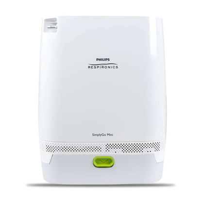 Philips Respironics SimplyGo Mini portable oxygen concentrator with extended battery front view